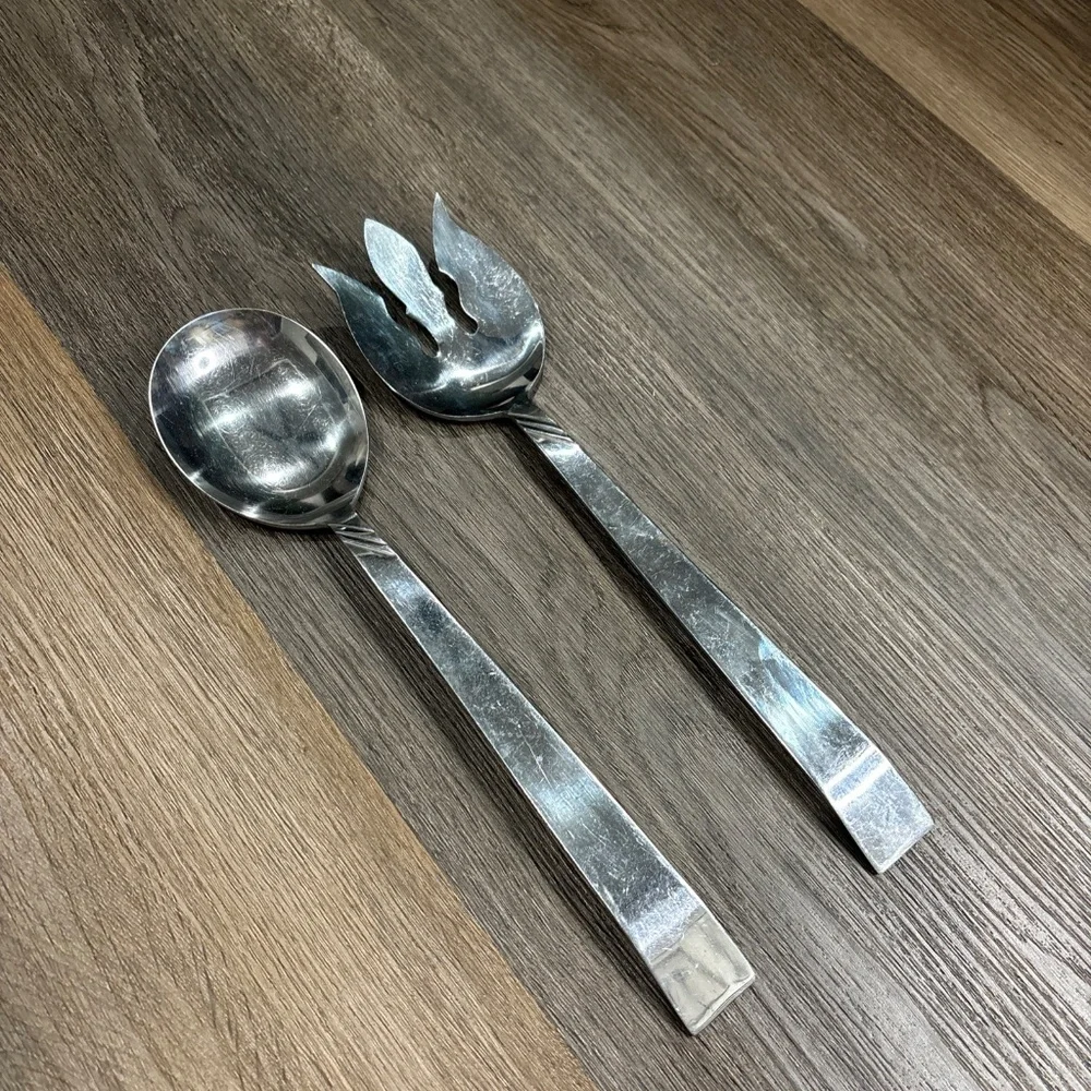 Kaysons Japan‎ Large Salad Fork & Spoon Serving Set Stainless 11 1/4